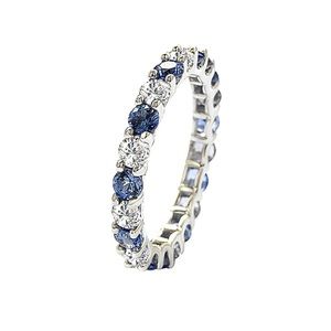Suzy Levian Silver 2.32 ct. tw. Sapphire Eternity Ring Size 7